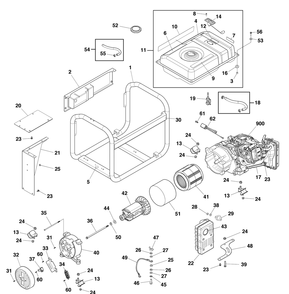 Main Unit Diagram and Parts List for 030736-00  Briggs and Stratton Generator
